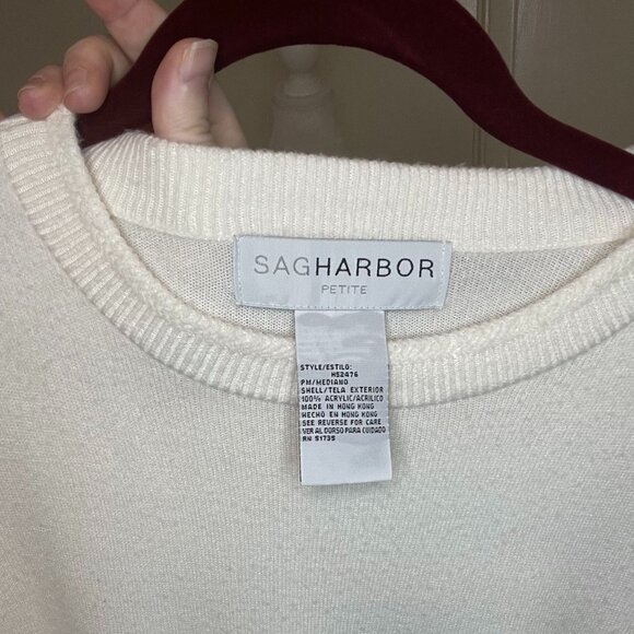 Sag Harbor Petite Cream Short Sleeve Sweater - Size PM - Picture 5 of 5
